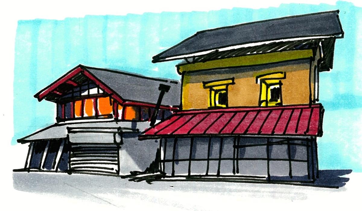 上野尻・切妻の町家と蔵