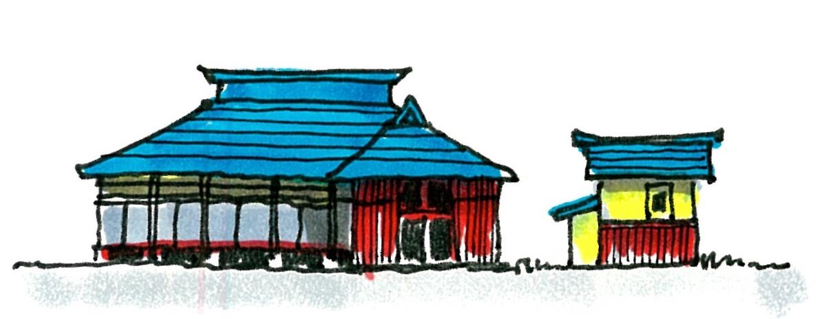 小山・中門造りの民家