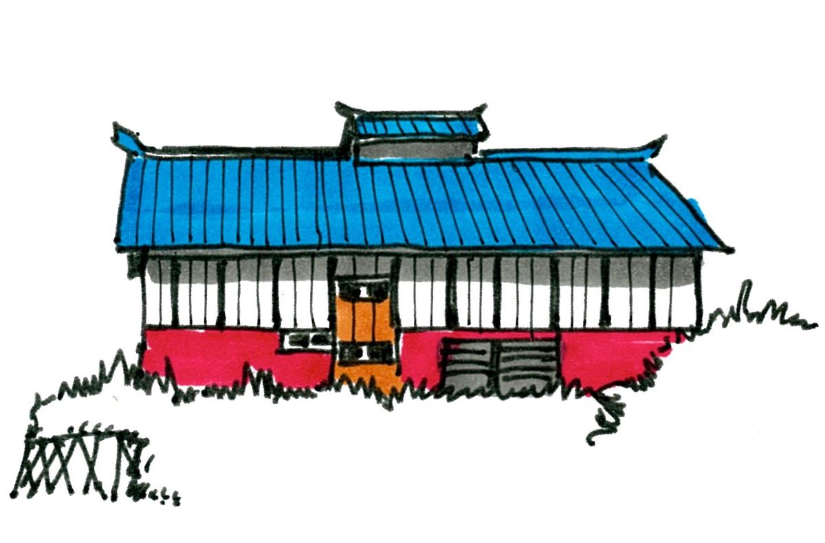 楢木平・間柱が並ぶ家