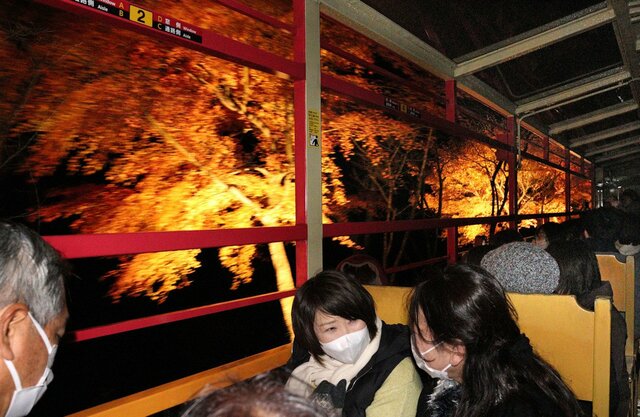 「秋のライトアップ 光の幻想列車」嵯峨野トロッコ列車