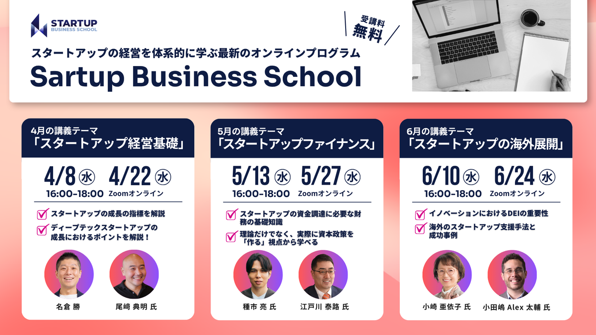 スタートアップの経営を体系的に学ぶ最新のオンラインプログラム「Sartup Business School」