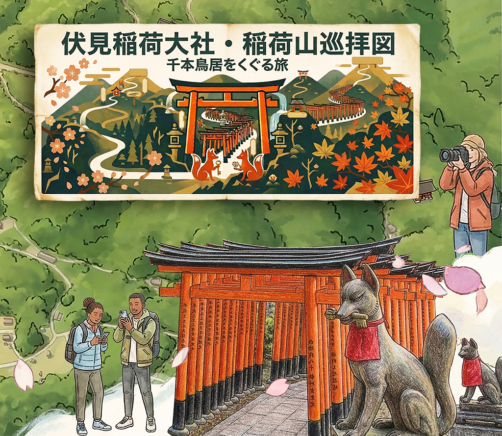 千本鳥居をくぐる旅 ― 伏見稲荷・お山巡りマップ