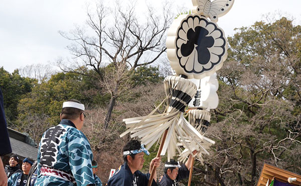 1/11深大寺「木遣・纏・梯子奉納披露」